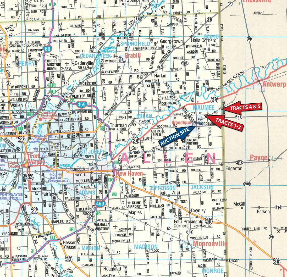 Area map - PERSONAL PROPERTY AUCTION IN ALLEN COUNTY, INDIANA